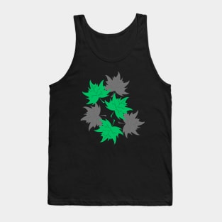 Leaf Design in Gray and Green Tones - Fresh and Natural Fashion Tank Top